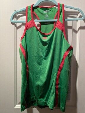 adidas Green Tank Top with Pink Accents